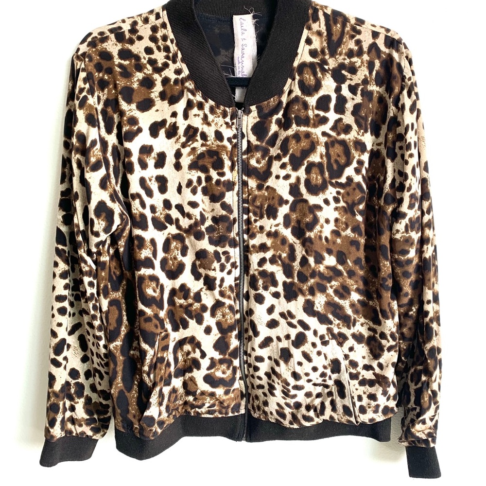 Cheetah print lightweight bomber jacket